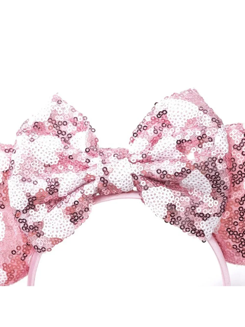 Women Pink Heart Dots Shiny Bow Mickey Mouse Hair Headband For Cosplay